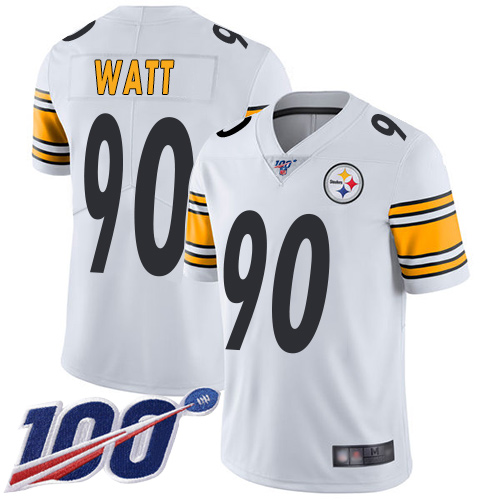 Authentic NFL Pittsburgh Steelers #90 T. J. Watt White Limited Jersey