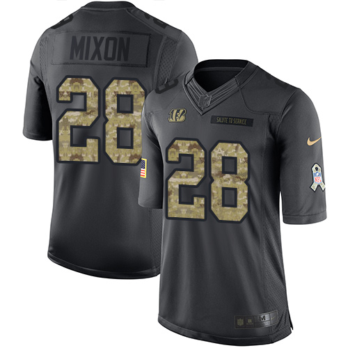Authentic NFL CIN Bengals #28 Joe Mixon Black Limited Jersey