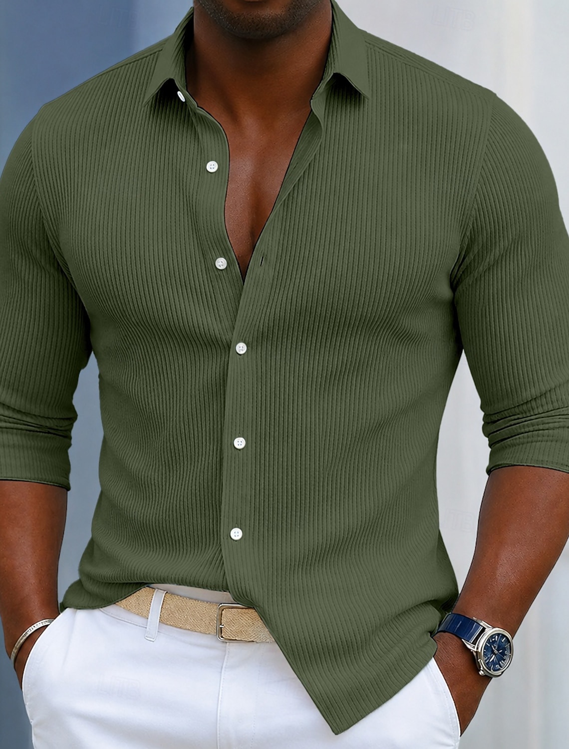 Men's Shirt Corduroy Shirt Button Up Shirt Blue Black White Navy Blue Purple Long Sleeve Plain Turndown Casual Daily Button-Down Clothing Apparel Polyester Fashion Streetwear Classic Casual