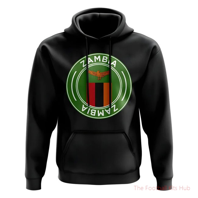 Men Zambia Football Badge Hoodie (Black)