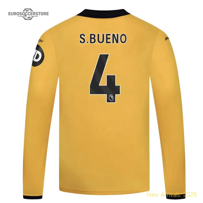 2025-2026 Wolves Long Sleeve Home Shirt - Kids (S.Bueno 4)