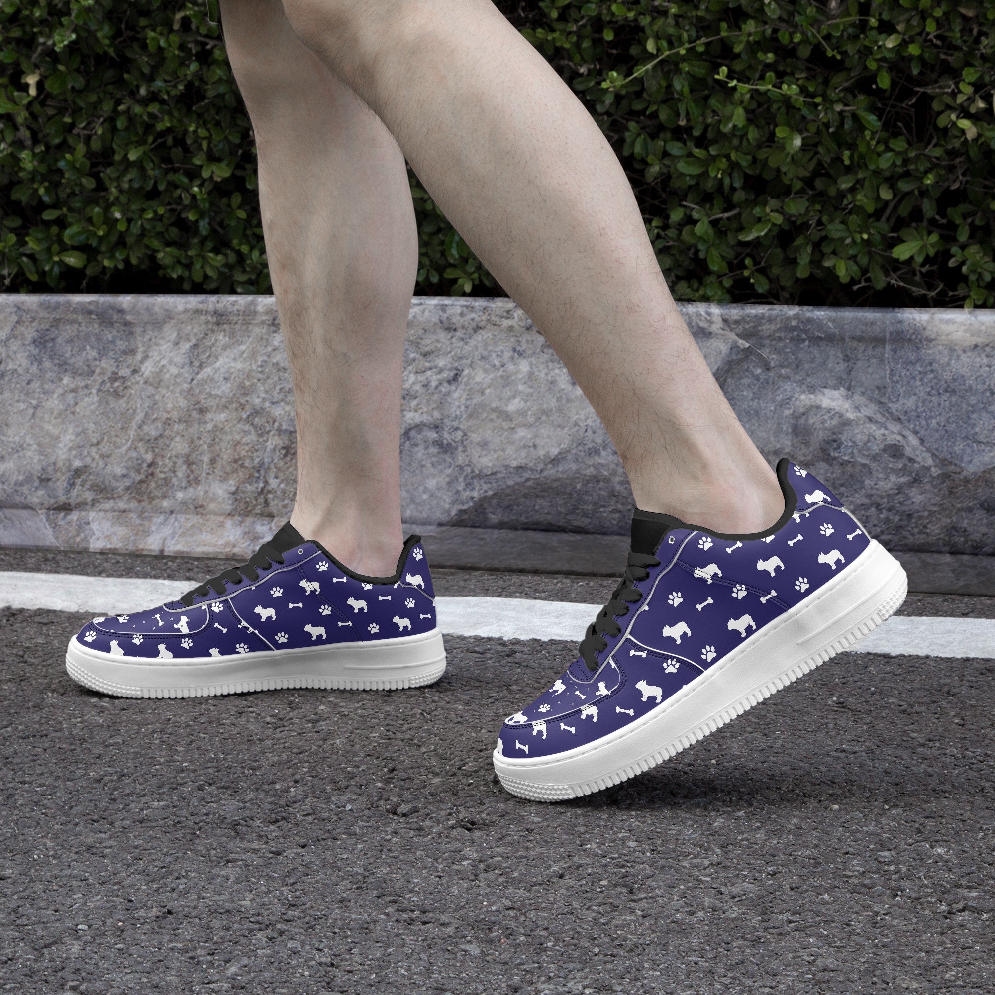 - Bulldog Inspired Low-top Leather Sneakers For Dog Lovers | Comfy Fit