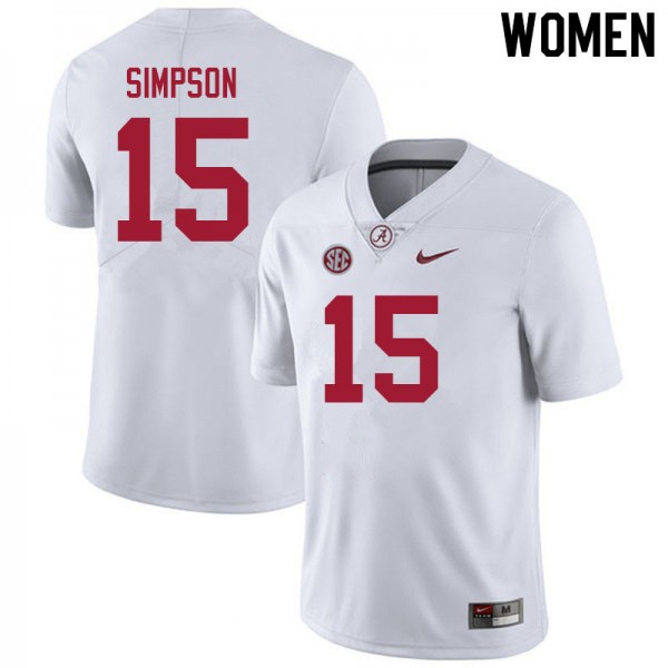 Women Alabama Crimson Tide #15 Ty Simpson White Nike Stitch Jersey