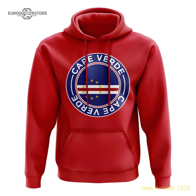 Elite Cape Verde Football Badge Hoodie (red) - Fantastic Value