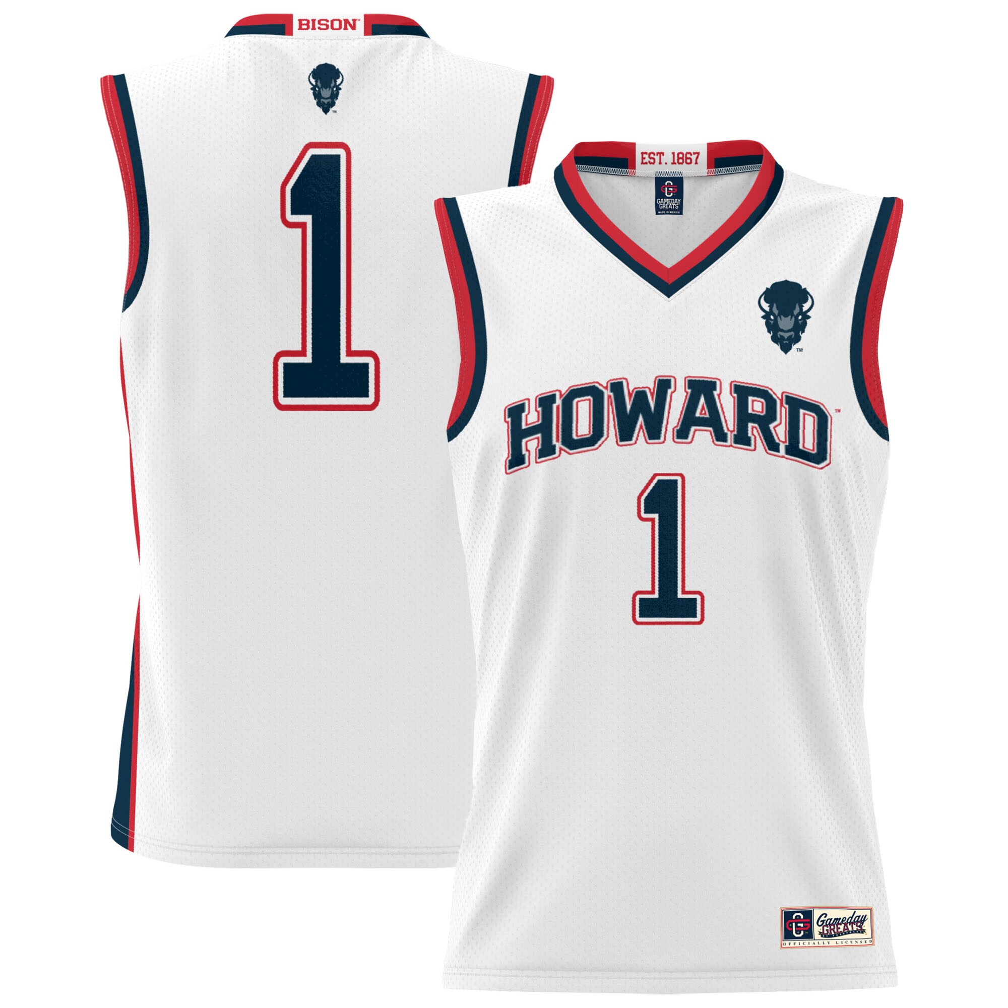 [DDG] Howard Bison GameDay Greats Unisex Lightweight Basketball Jersey - White