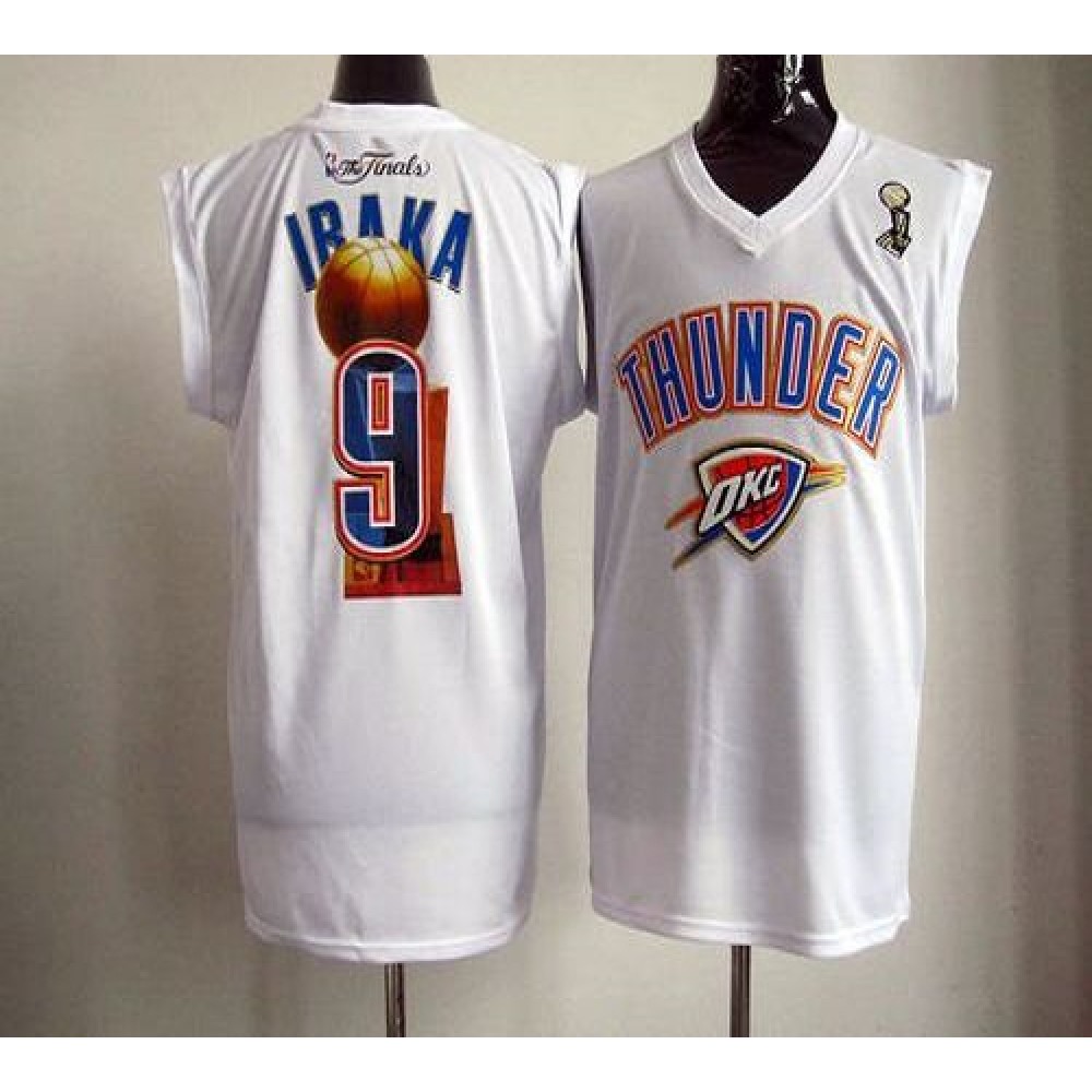 Game Day Vintage Men's OKC #9 Serge White Basketball Jersey