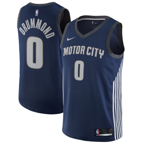 Nike Detroit Pistons #0 Andre Drummond Navy NBA Swingman City Edition Jersey Mens