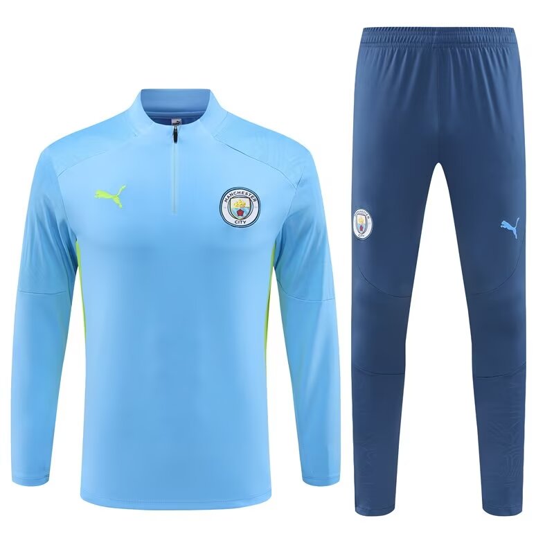 Manchester City 2425 Blue Half Zipper Tracksuit - Official Replica
