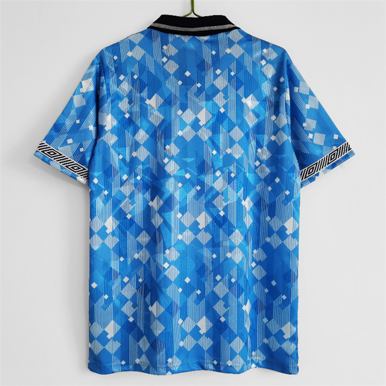 1990 England Light Blue Retro Soccer Jersey Football Shirt - Official