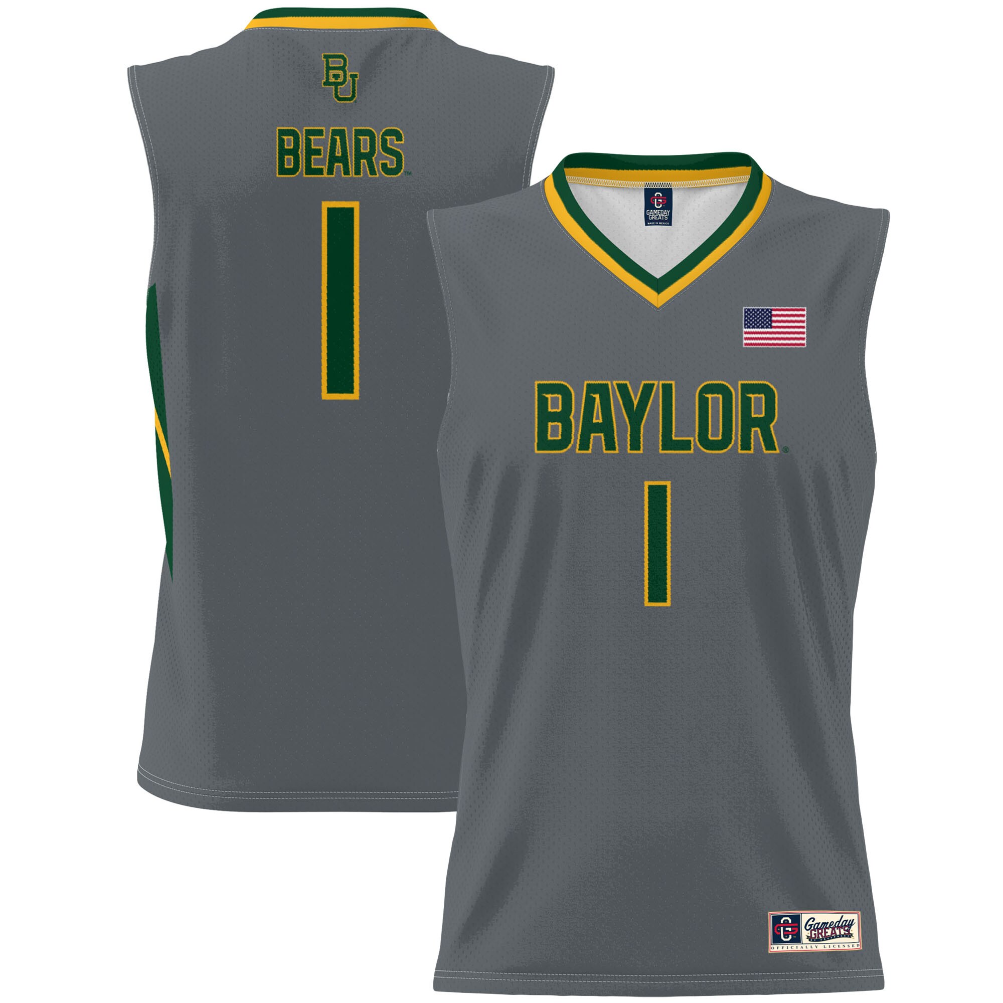 [DDG] Baylor Bears GameDay Greats Youth Lightweight Basketball Jersey - Gray