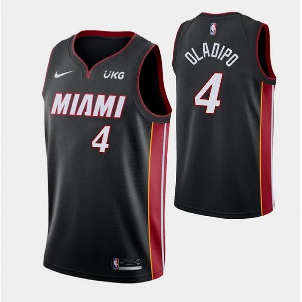 Men's Miami Heat #4 Victor Oladipo Black With UKG Patch Stitched Jersey