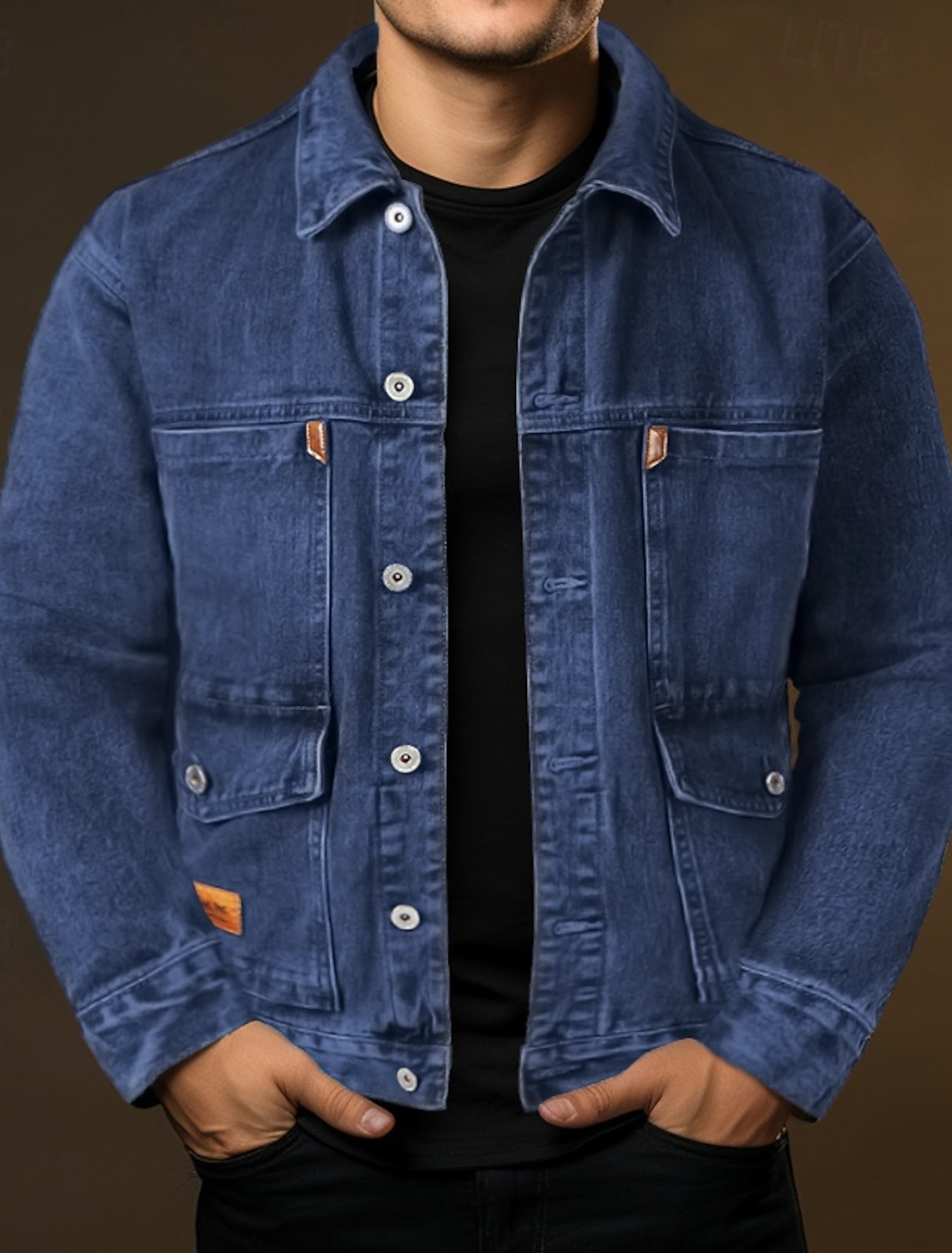 Men's Trucker Jacket Denim Outdoor Daily Wear Windproof Pocket Spring