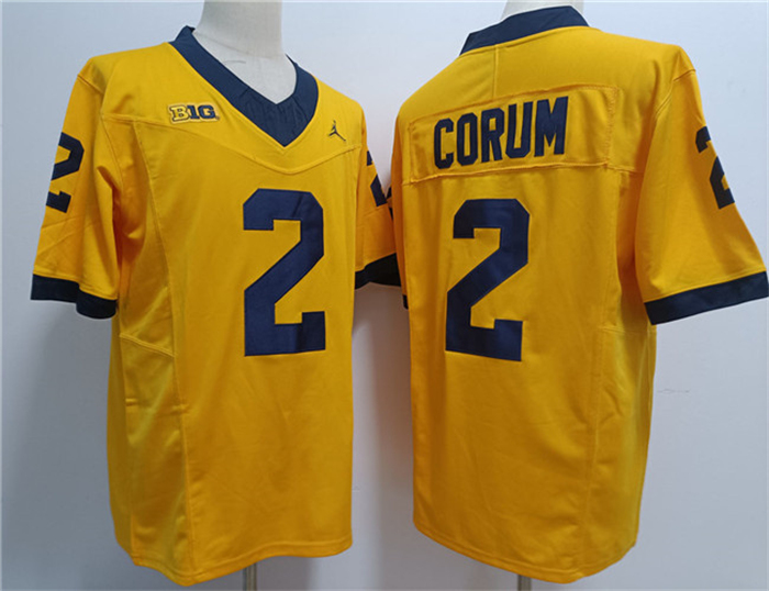 Men's UM Wolverines Yellow 2023 breathable Blake Corum #2 high