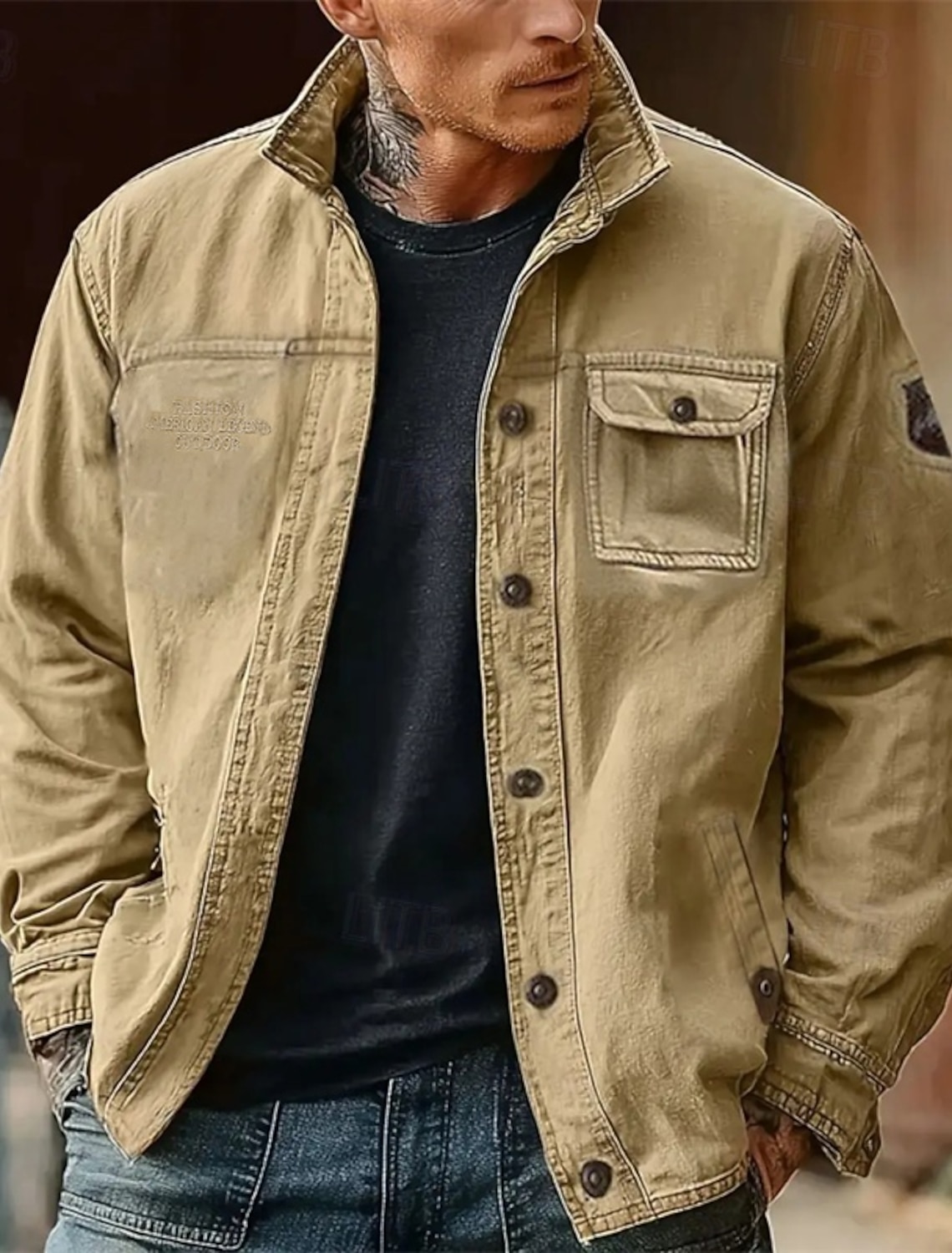 Men's Lightweight Jacket Cargo Casual Vacation Daily Wearable Pocket