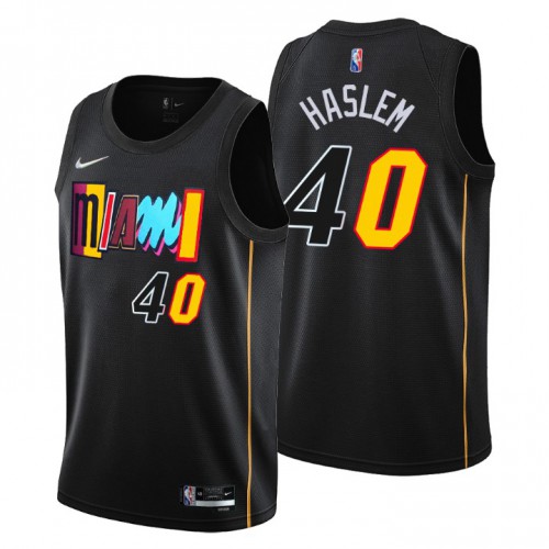 Black MIA Miami Heat #40 Nike Authentic Jersey NBA Fan Apparel