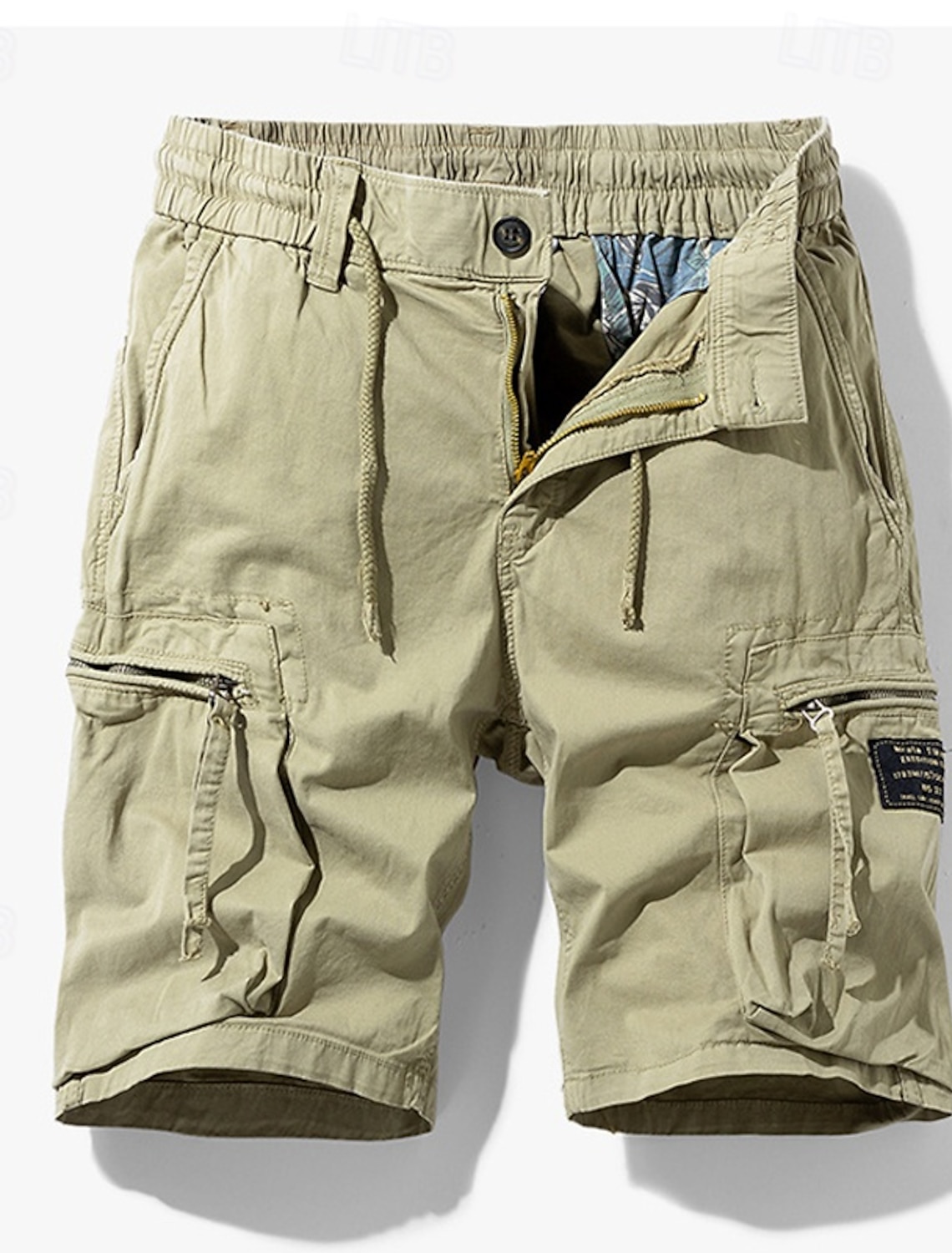 Men's Cargo Shorts Shorts Summer Shorts Drawstring Elastic Waist Zipper Pocket Plain Comfort Wearable Knee Length Outdoor Sport Daily Fashion Casual Black Royal Blue