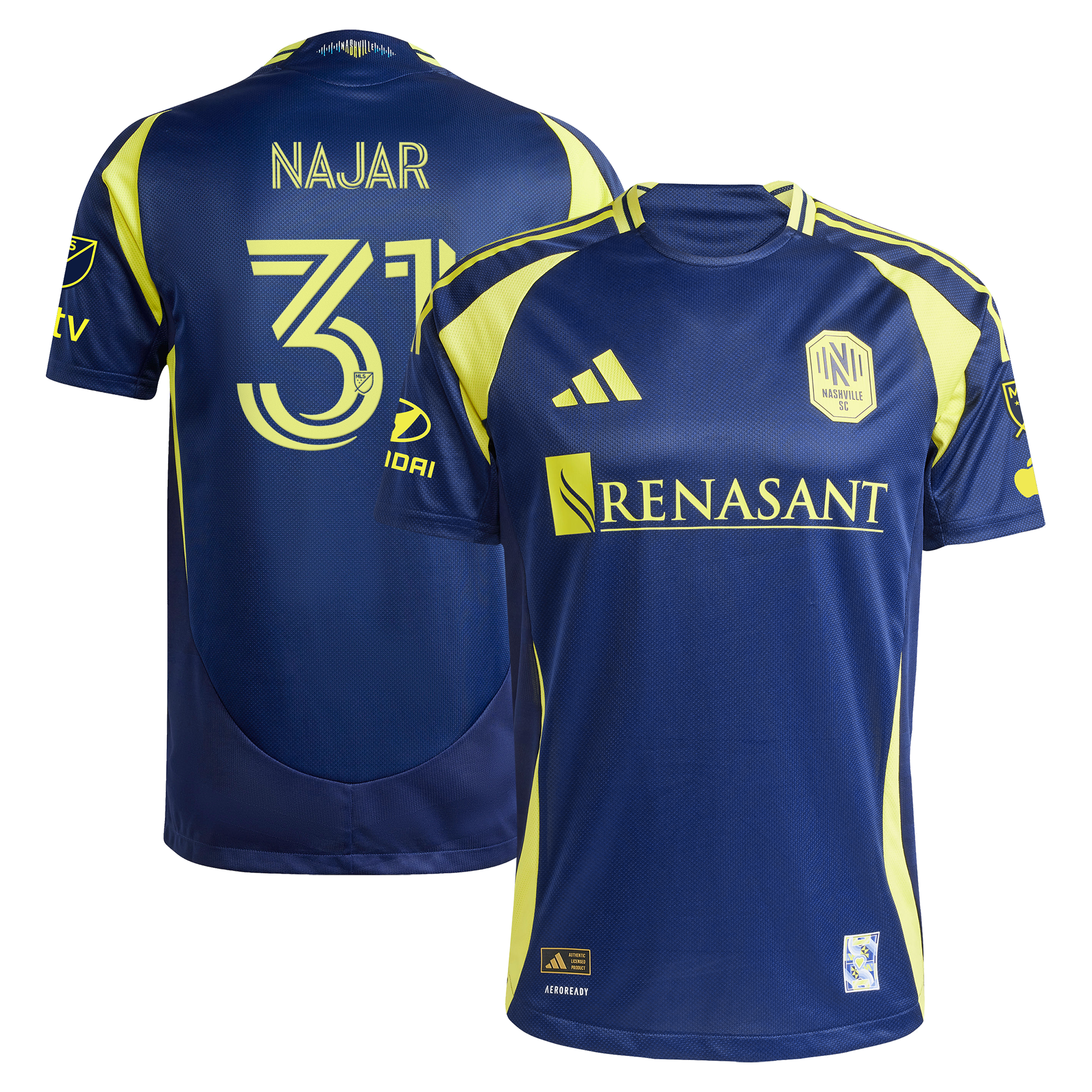 [SJH] Andy Najar Nashville SC 2025 The Heart of Nashville Kit On-Field Authentic Jersey - Navy
