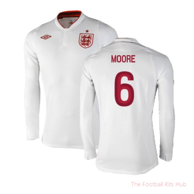England 2012-13 Long Sleeve Home Shirt (L) (Fair) (Moore 6)