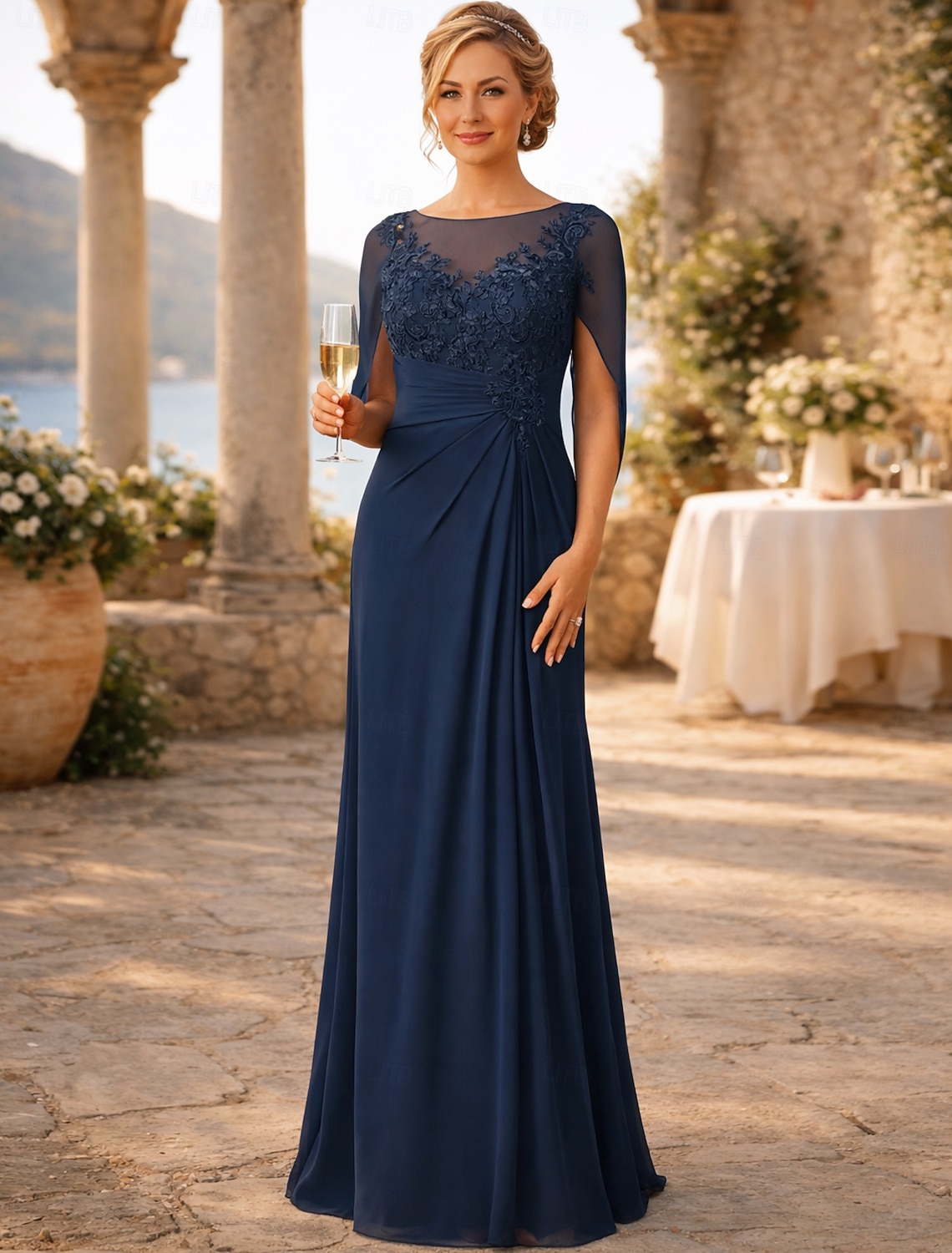 Sheath Column Floor Length Wedding Guest Dress Formal Dresses Evening Gown Mother of the Bride Dress Sleeveless Crew Neck Elegant Wedding Guest Engagement Party Chiffon with Appliques Ruching
