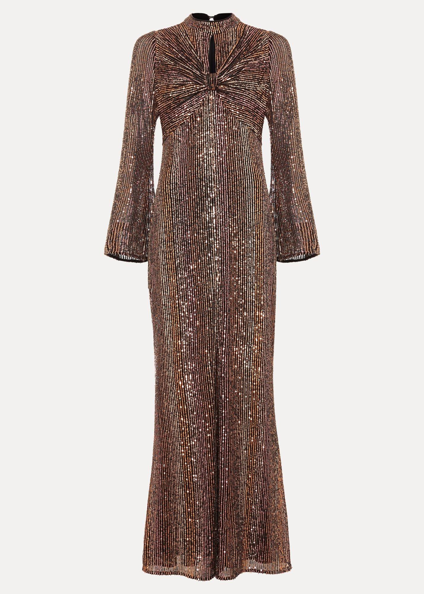 Renila Sequin Long Sleeved Maxi Dress