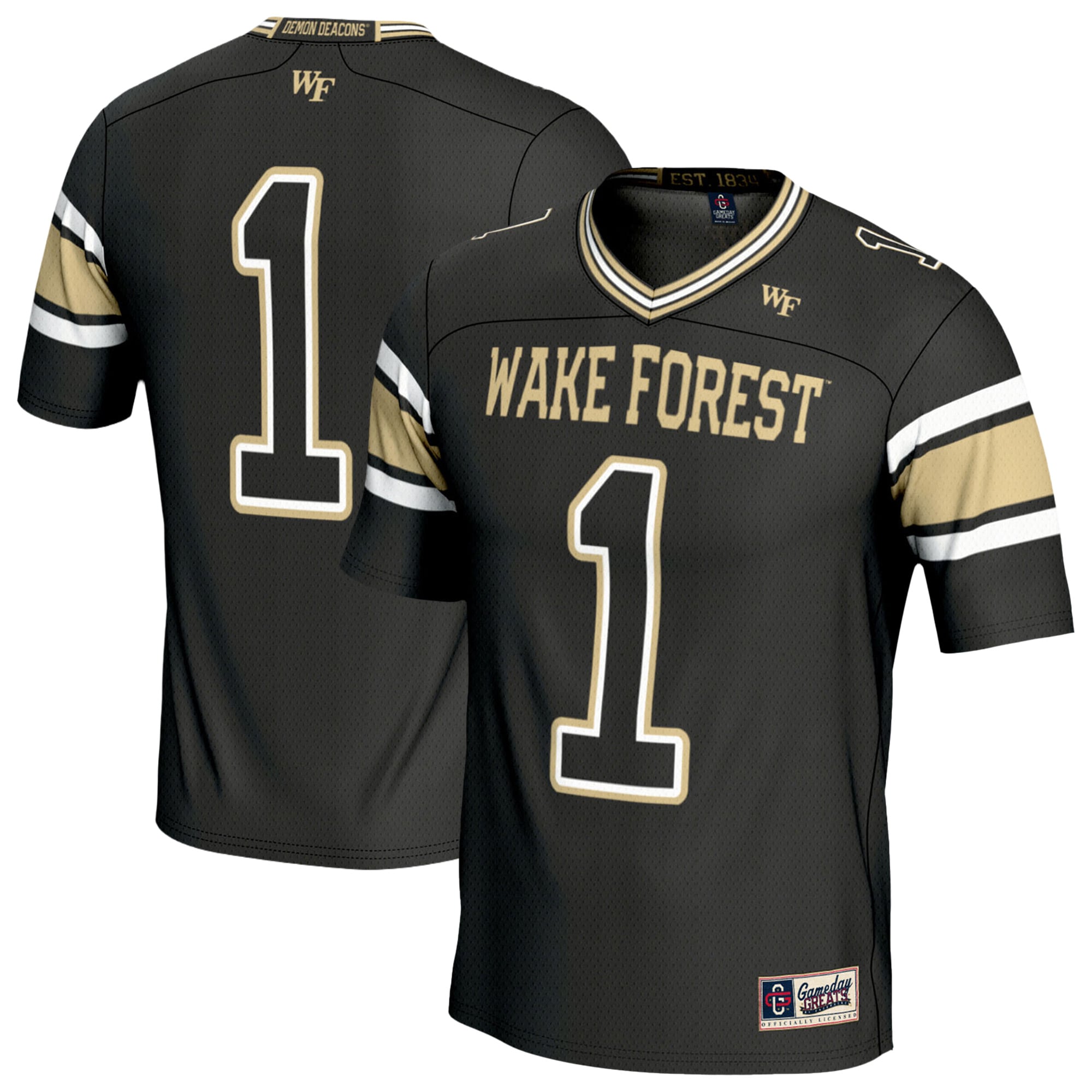 Unisex #1 Black Wake Forest Demon Deacons Lightweight Football Fashion Jersey