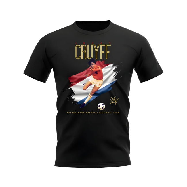 Johann Cruyff Holland Image T-Shirt (Black) Worldcup Premium