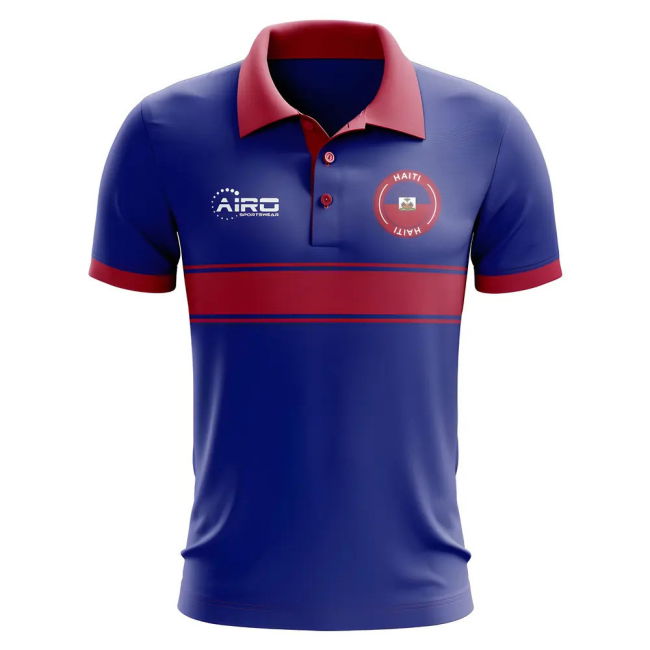 Top-Tier Exclusive-Design Haiti Concept Stripe Polo Shirt (Blue)