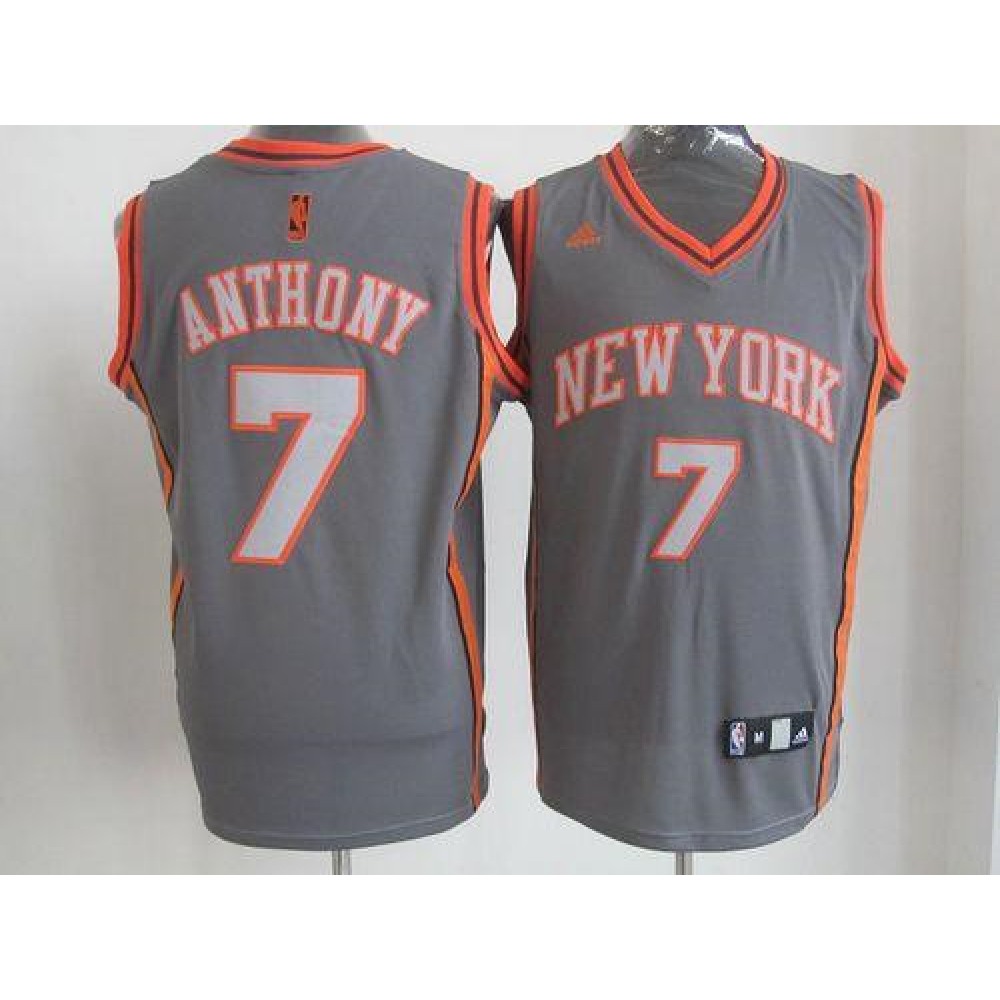 Professional Grade Men's Knicks #7 Carmelo Gray Basketball Jersey