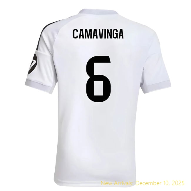 2025-2026 Real Madrid Home Shirt - Durable Jersey (Camavinga 6) -...
