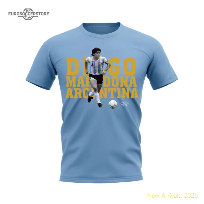 Diego Maradona Argentina National Team Player Tee (sky Blue)