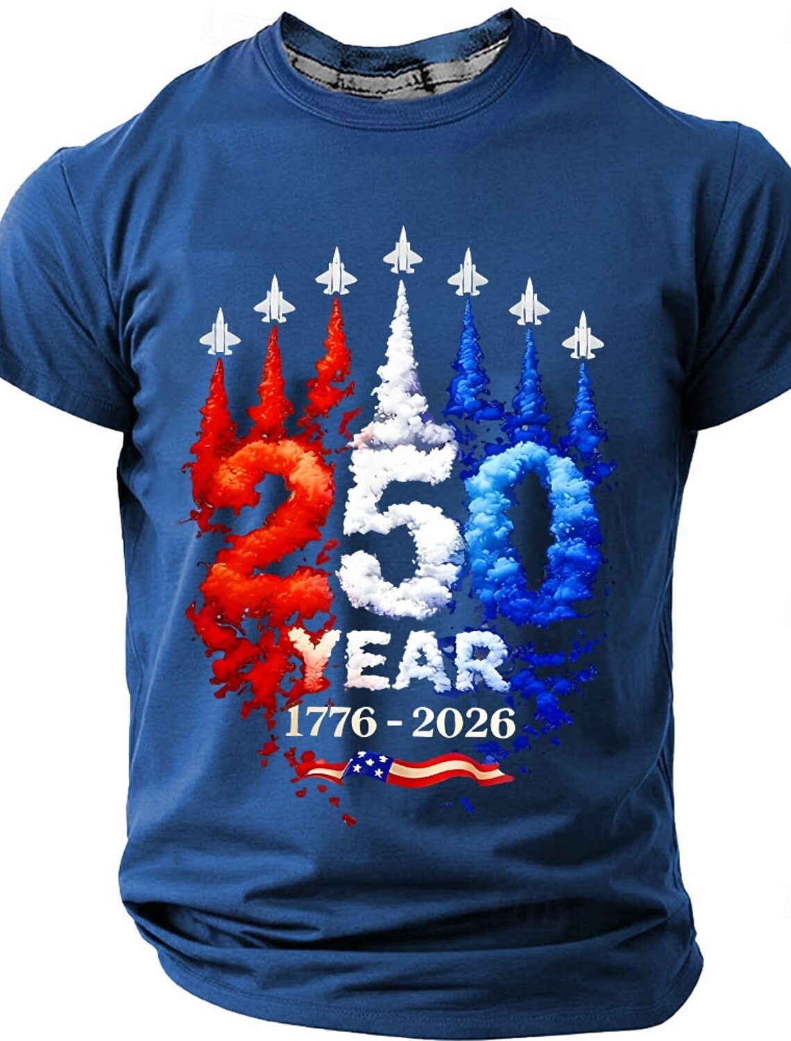 4th of July 2026 250th Men's Solid Color American US Flag T Shirt Short Sleeve T shirt 3D Print Crew Neck Shirt Vintage Retro Patriotic Daily Festival Blue Army Green 1 White Summer Spring Clothing