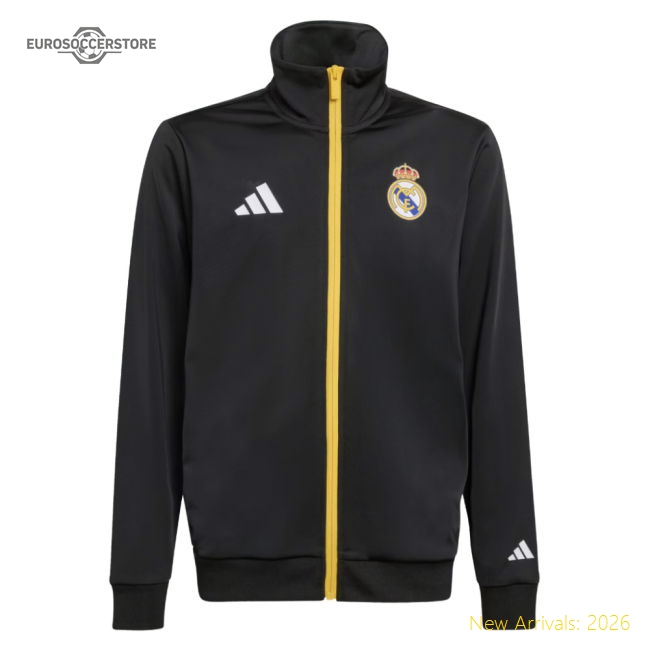 2025-2026 Real Madrid Marvel Track Top (Black) - Kids