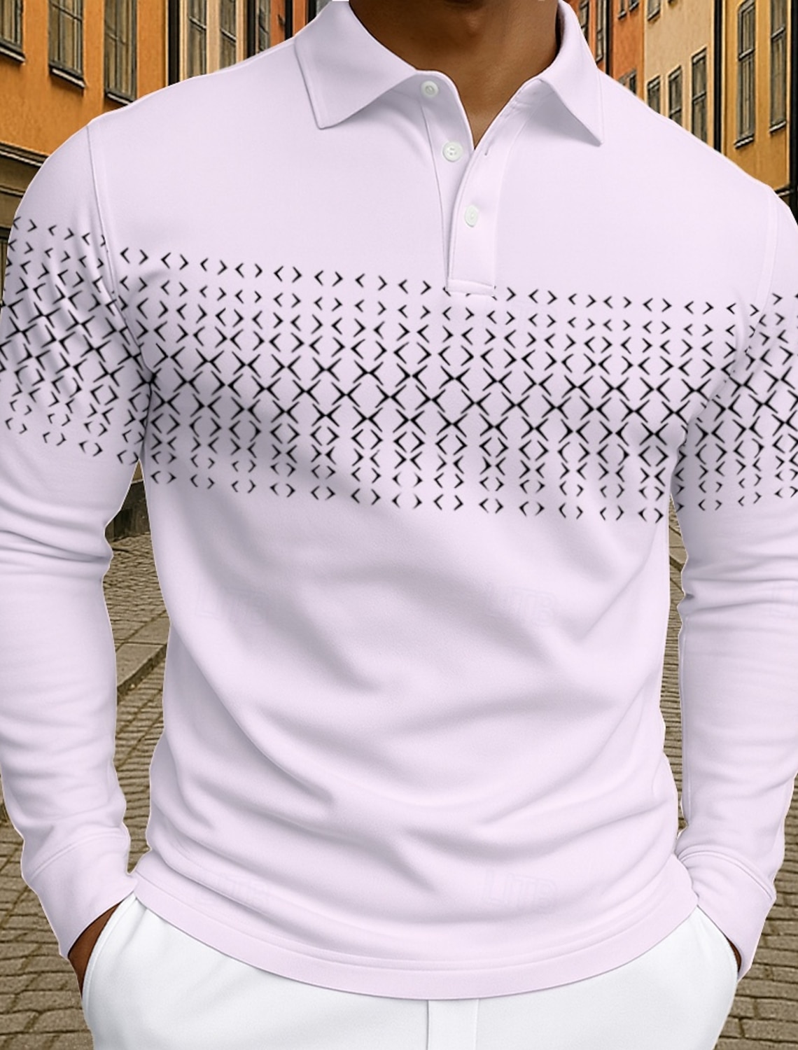 Men's Polo Business Casual Turndown Short Sleeve Geometric Buttons