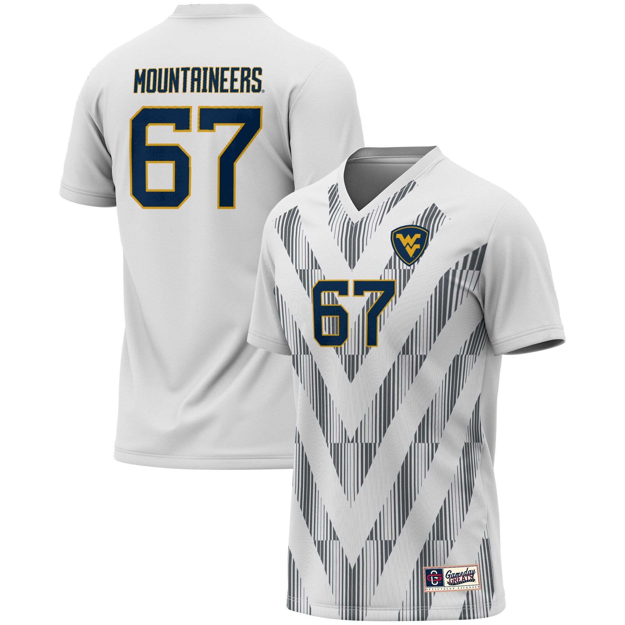 [SJH] West Virginia Mountaineers GameDay Greats Unisex Lightweight Soccer Fashion Jersey - White