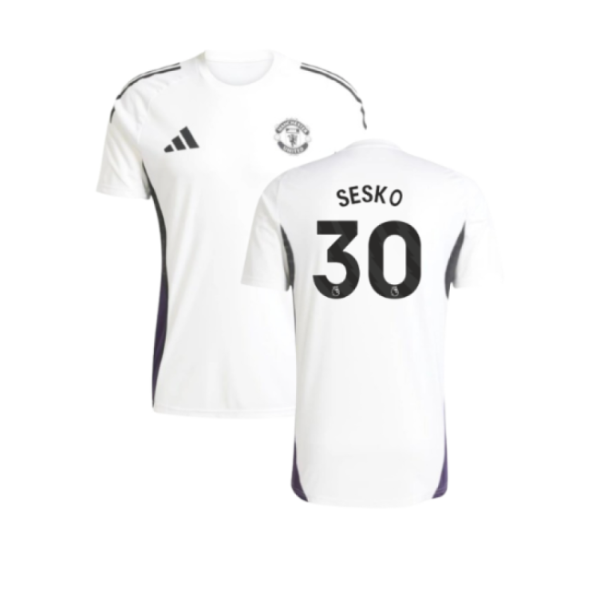 Premium Man Utd 2025-2026 Man Utd Training Jersey (White) (Sesko 30)