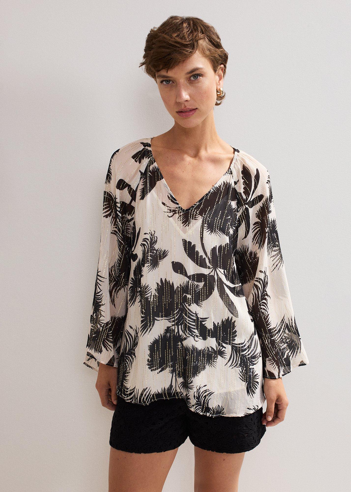 Simi Palm Print Filcoupe Blouse
