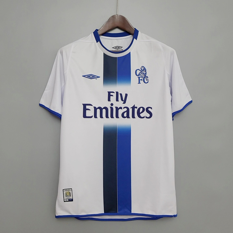03-05 CHELSEA RETRO AWAY WHITE SOCCER SHIRT JERSEY - Official Replica