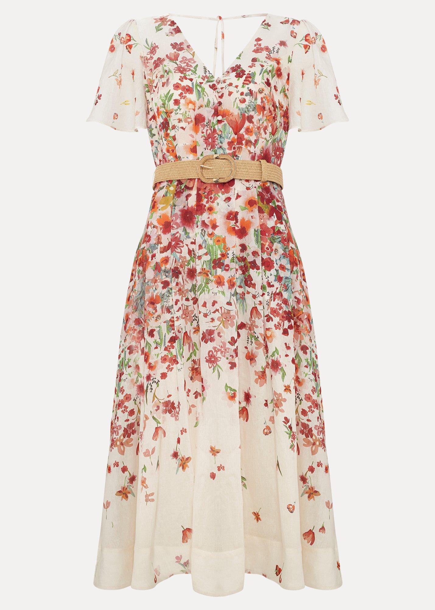Petite Lovette Cream Floral Midi Dress