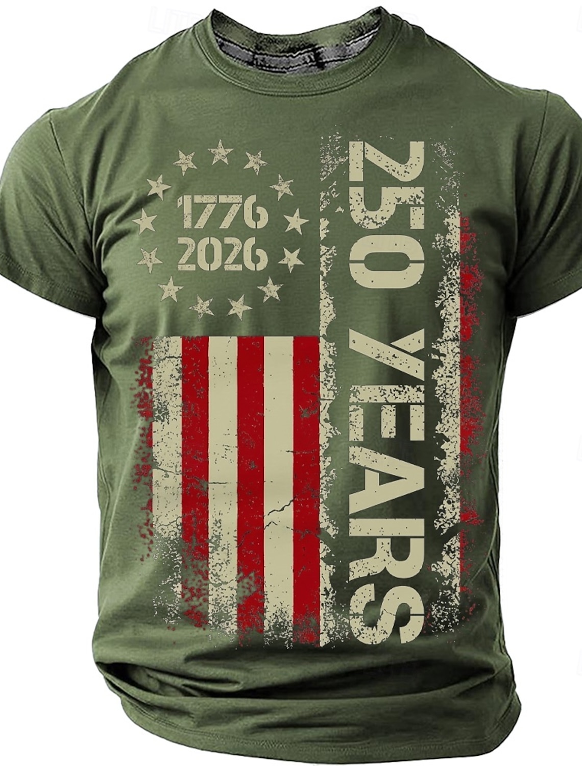 4th of July 2026 250th Memorial Day Men's 3D Print US Flag Crew Neck Short Sleeve T-Shirt Daily Street