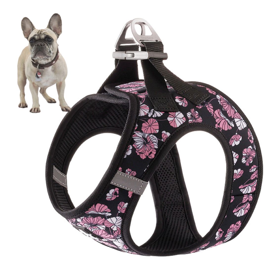 French Bulldog Bloompup Frenchie Floral Harness With Reflective Straps Practical Dog Gear