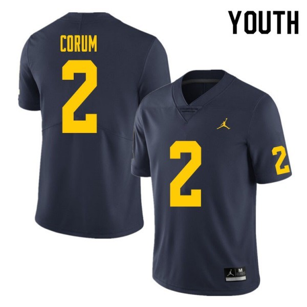 Navy Michigan Wolverines #2 Jordan Youth Team Color Official Replica