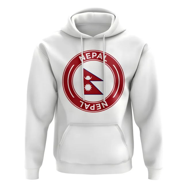 Fan-Favorite Nepal Football Badge Hoodie (White) Tournament-Edition