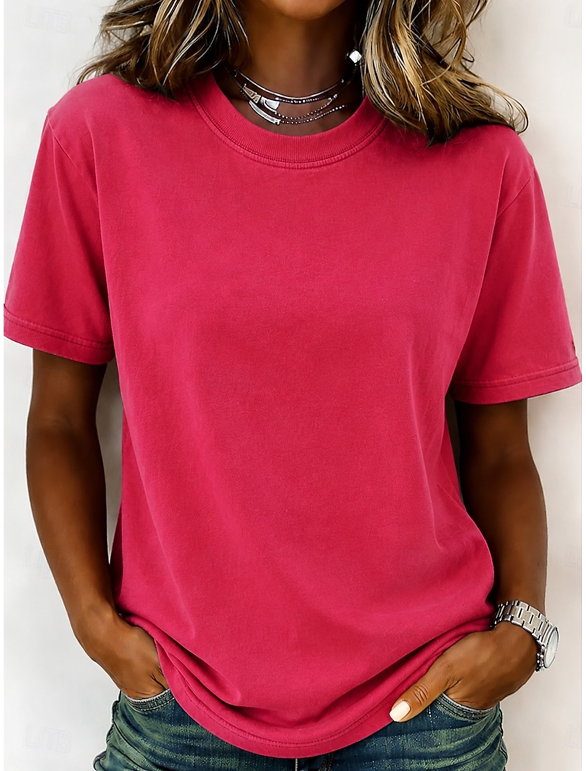 Women's 100% Cotton T-Shirts - Quality Vintage Short Sleeve Crew Neck Tee