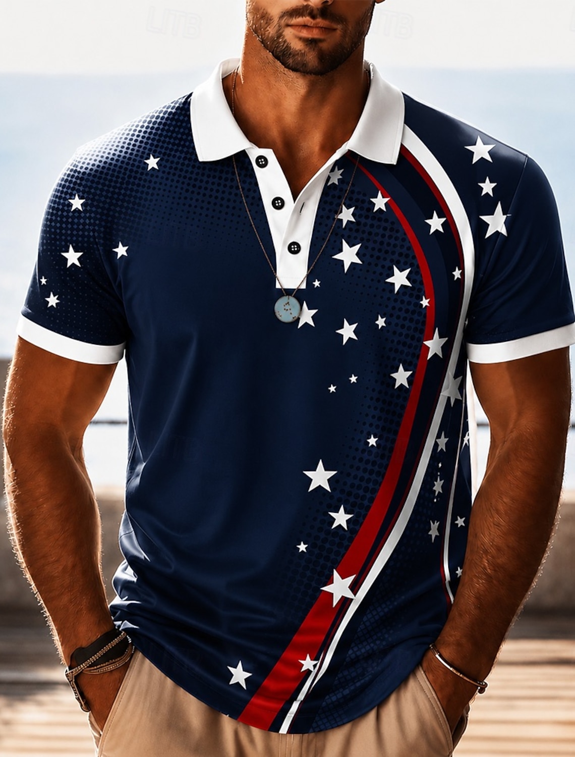 Men's Golf Shirt American Flag Polo Shirt Casual Daily Turndown Quarter Zip Short Sleeve Fashion Casual Flag Zipper Quarter Zip Spring & Summer Regular Fit Navy Blue Dark Green Gray Golf Shirt