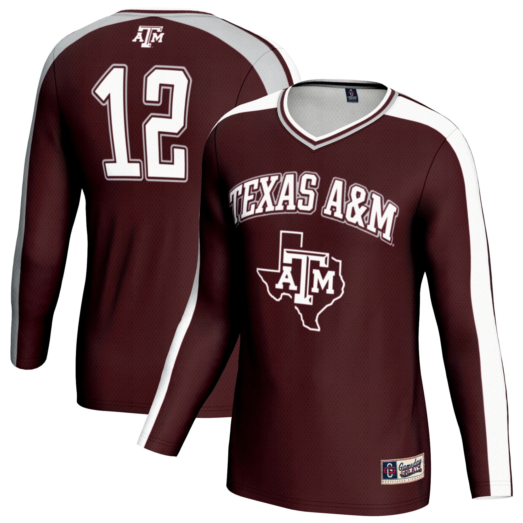 [NJP] Texas A&M Aggies GameDay Greats Unisex #12 Lightweight Volleyball Fashion Jersey - Maroon