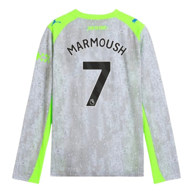 2025-2026 Man City Long Sleeve Third Shirt (Kids) (Marmoush 7) (Lim...