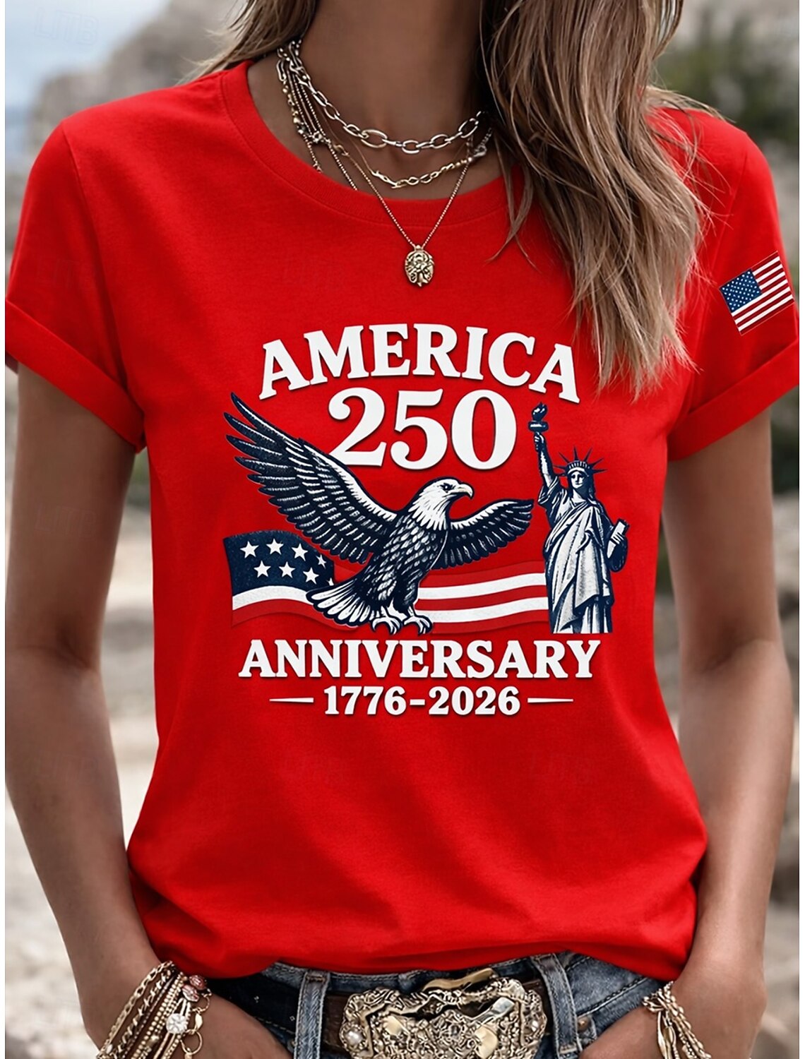 American Independence Day Women's T Shirt Print Graphic Independence Day Vintage Stylish Classic Short Sleeve Crew Neck Regular Tops Daily Blue Black White Pink Red Summer Spring