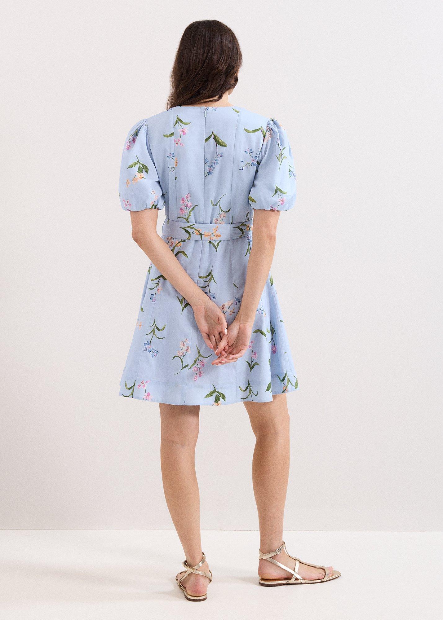 Velma Floral Blue Mini Dress