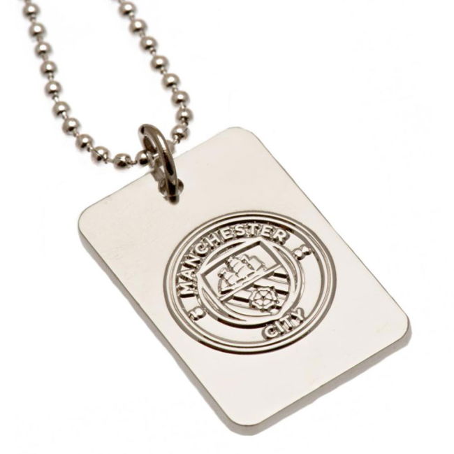 Men's Manchester City FC Silver Plated Dog Tag & Chain