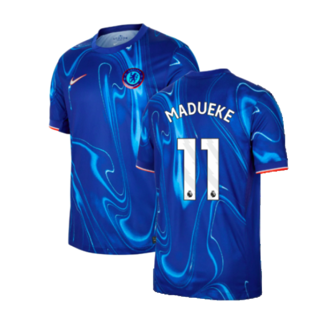 Chelsea 2024-20 Home Football Kit Madueke Name & Number L M S